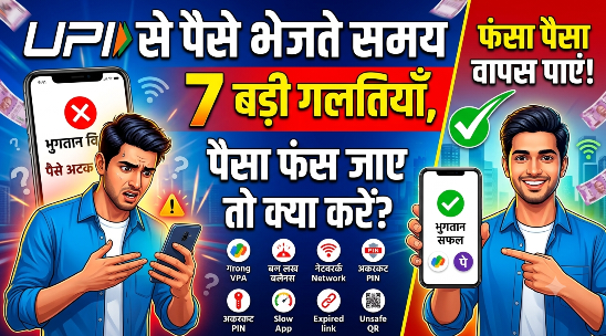 UPI से पैसे भेजते समय होने वाली 7 बड़ी गलतियाँ, पैसा फंस जाए तो तुरंत क्या करें?