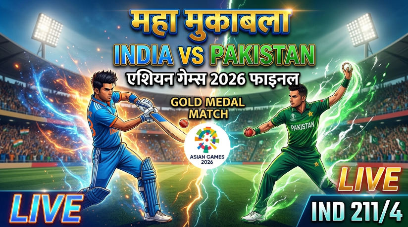 IND vs PAK Asian Games 2026 Final Live Score: भारत ने दिया 212 रन का लक्ष्य, पाकिस्तान की पारी जारी